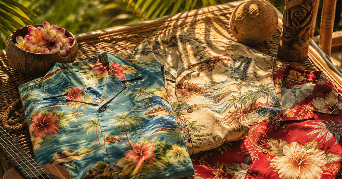 Authentic vintage Hawaiian shirt featuring classic aloha print and collectible island design