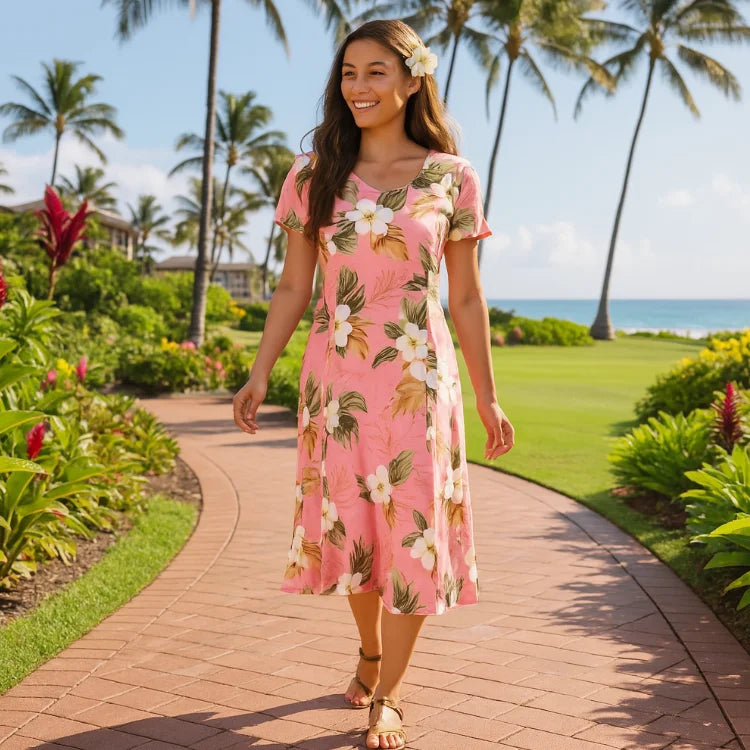 knee length dresses for ladies Kaniakapūpū Lehua 'Ula Women's Midi Wrap Dress