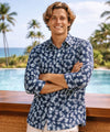 Pineapples Cotton Aloha Shirt 3/4 Sleeves Navy