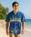 Border Chest Turtles Hawaiian Shirt Navy