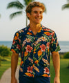 Hauoloa Short Sleeves Resort Men's Aloha Shirt Navy