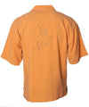 Embroidered Swordfish Orange Aloha Silk Shirt