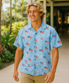 Patriot Aloha Hawaiian Men's Shirt Light Blue