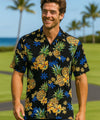 Short Sleeves Maui Pineapples Men's Aloha Shirt Navy