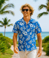 Island Tropical Cotton Aloha Shirt Blue