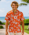 Island Tropical Cotton Aloha Shirt Orange