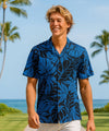 Tropical Monstera Aloha Shirt Navy