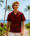 Tropical Monstera Aloha Shirt Red