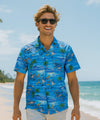 Monterey Fishing Aloha Cotton Shirt Blue
