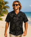 Hibiscus Aloha Cotton Men's Shirt Black