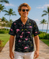 Flamingos Paradise Cotton Men's Shirt Black