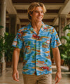 American Dinner Men's Aloha Shirt Blue