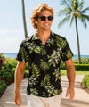 Orchids Cotton Men's Aloha Shirt Black