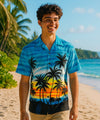 Waikiki Sunset Cotton Hawaiian Shirt Blue