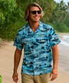 Flet of the Pacific Men's Cotton Aloha Shirt Light Blue