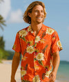 Rayon Ceres Men's Relax Fit Aloha Shirt Coral