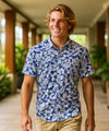 Wrinkle-Free Resort Casual Style Aloha Shirt Blue