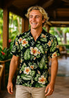 Luau Relax Fit Men's Aloha Shirt Black