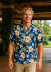 Luau Relax Fit Men's Aloha Shirt Navy