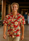 Luau Relax Fit Men's Aloha Shirt Red