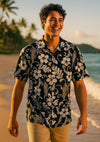 Cotton Vintage Surfboards Men's Aloha Shirt Black