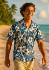 Cotton Vintage Surfboards Men's Aloha Shirt Navy
