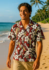 Cotton Vintage Surfboards Men's Aloha Shirt Red