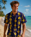 Short Sleeves Kailua Cotton Aloha Shirt Navy