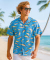 Fishing Time Shortt Sleeves Aloha Fishing Shirt Ocean Blue
