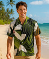 Island Day Folded Collar Hawaiian Rayon Shirt Black