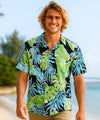 Short Sleeves Royal Palms Aloha Shirt Black