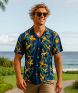 Birds of Paradise Panel Aloha Shirt Navy