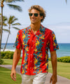 Birds of Paradise Panel Aloha Shirt Red