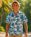 Short Sleeves Relax Fit Hawaiian Shirt Blue
