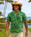 Poly Cotton Tropical Bloom Men's Shirt Green