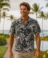 Poly Cotton Tropical Bloom Men's Shirt Black