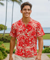 Poly Cotton Tropical Bloom Men's Shirt Red