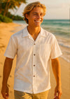 Wrinkle Free White Wedding Aloha Shirt White