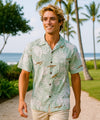 Relax Fit Polycotton Outrigger Hawaiian Shirt Sage