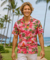 Short Sleeves Volcano Hawaiian Shirt Red