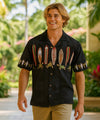 Short Sleeves Longboard Aloha Border Hawaiian Shirt Black