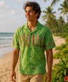 Short Sleeves Longboard Aloha Border Hawaiian Shirt Green