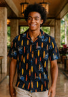 North Shore Cotton Surfer Aloha Shirt Black