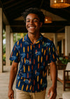 North Shore Cotton Surfer Aloha Shirt Navy