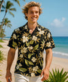 Wailuku Orchids Short Sleeves Aloha Shirt Black