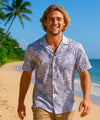 Cotton Poplin Men's Tropical Aloha Shirt Gray