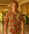 Luau Cotton Poplin Men's Aloha Shirt Red