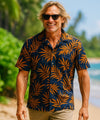 Short Sleeves Men's Cotton Palms Island Shirt Black