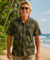 Short Sleeves Men's Cotton Palms Island Shirt Charcoal