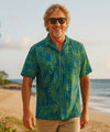 Short Sleeves Men's Cotton Palms Island Shirt Jade